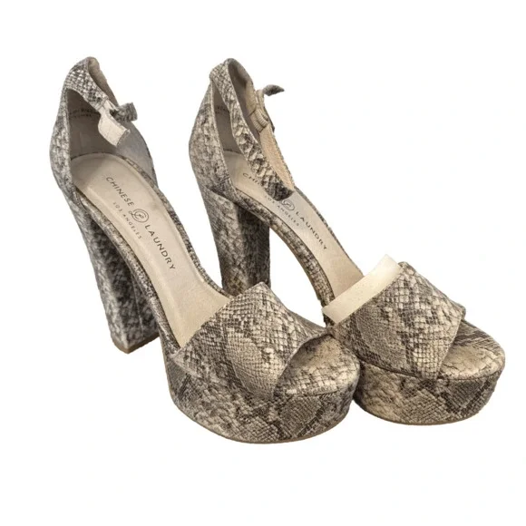 Chinese Laundry Womens Avenue snakeskin Chunky Heel‎ Sandal Size 40/ 9 - Picture 2 of 8